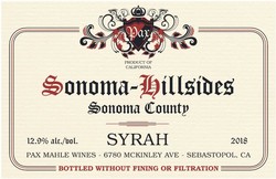 Syrah, Pax Wines 'Sonoma-Hillsides'
